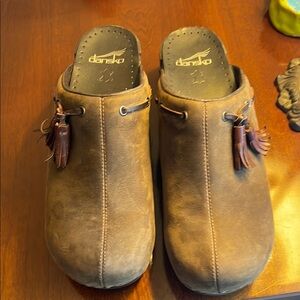 Dansko Brown Mules with Open-Back Design